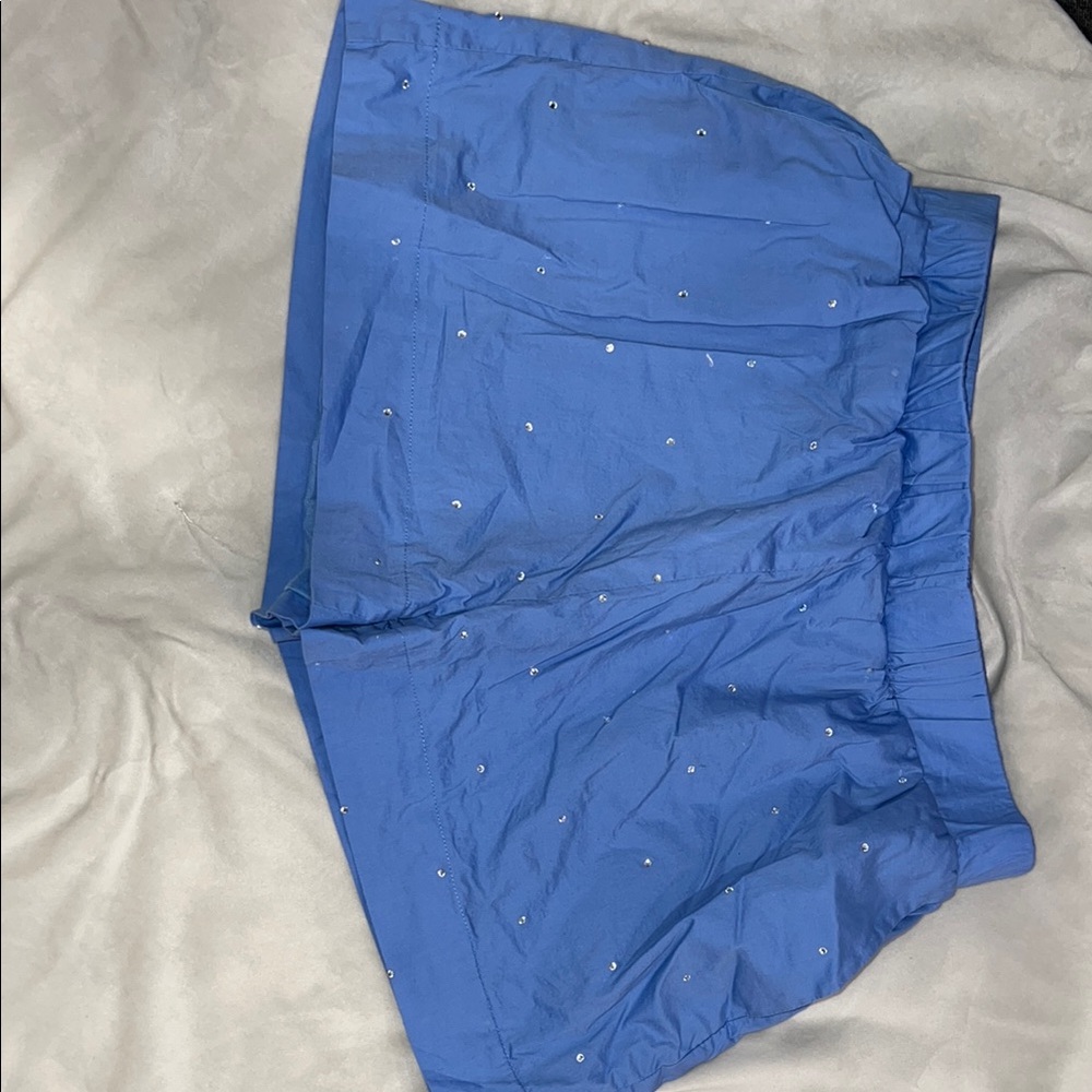 Blue Embellished Shorts